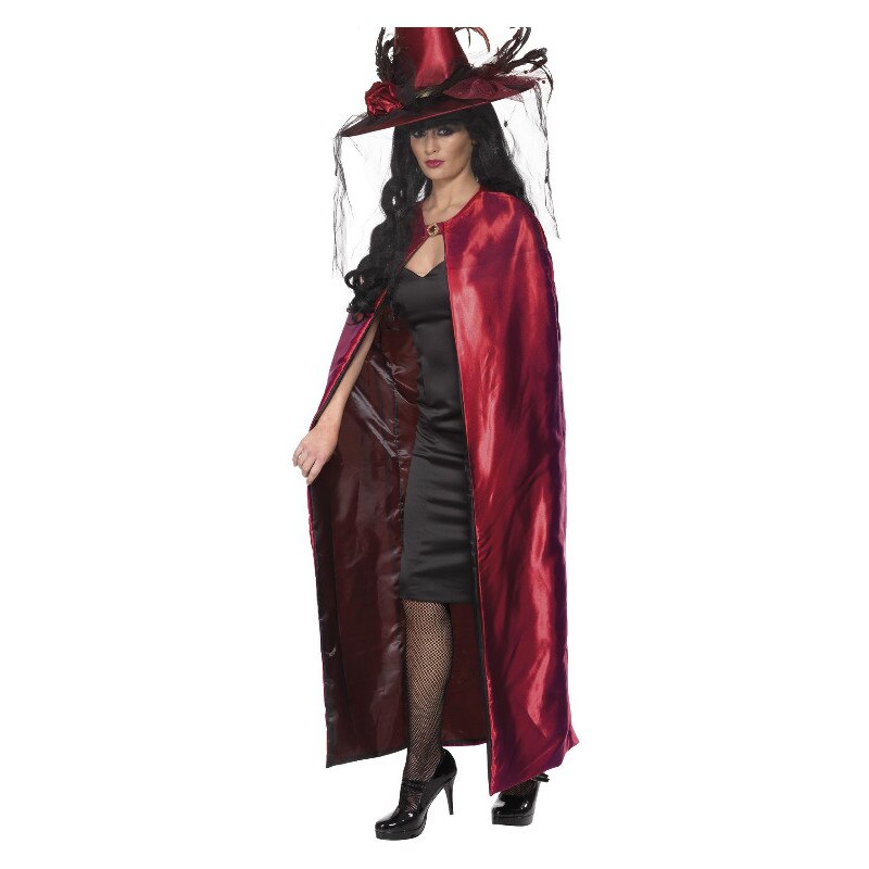Pelerina Halloween Vrajitoare Reversibila Rosu cu Negru